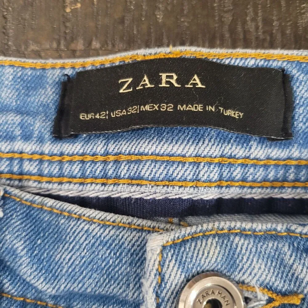 Zara Men's Premium Denim Slim Jeans Light Wash 32x30 Casual